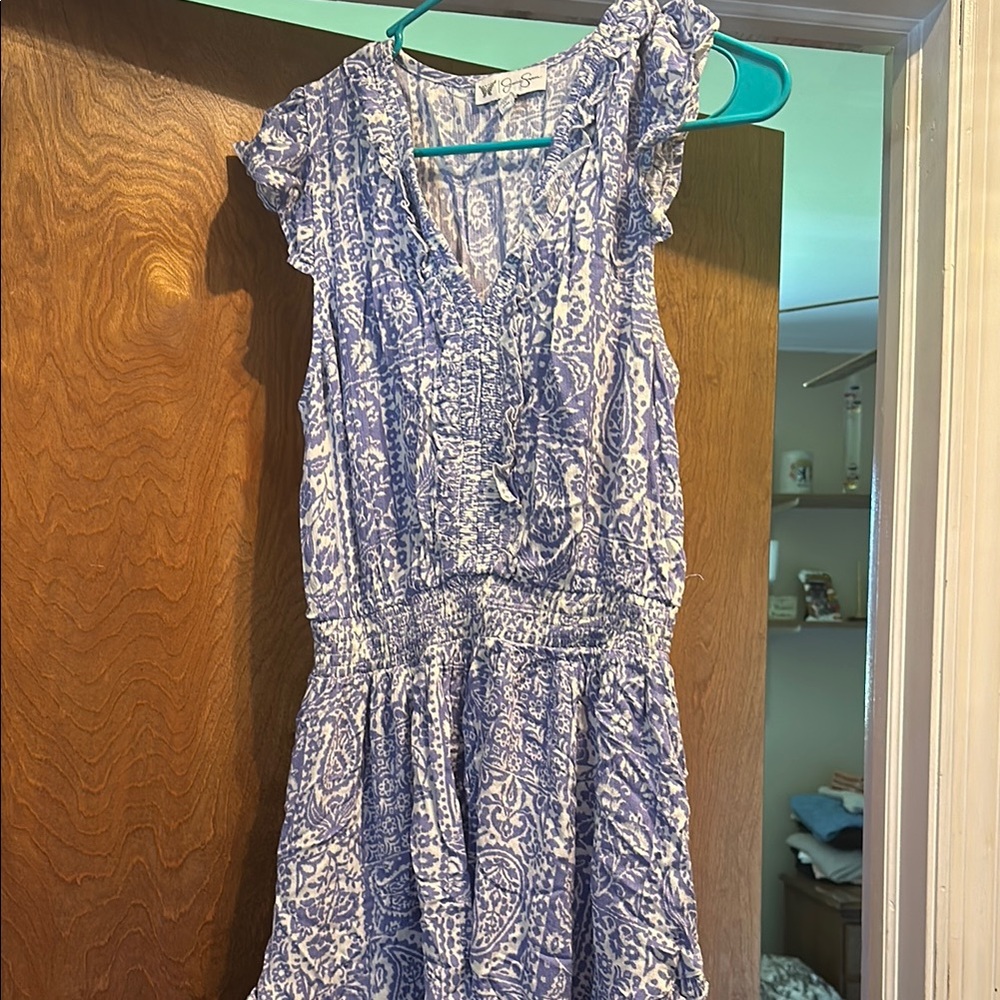 Blue and White Paisley Dress